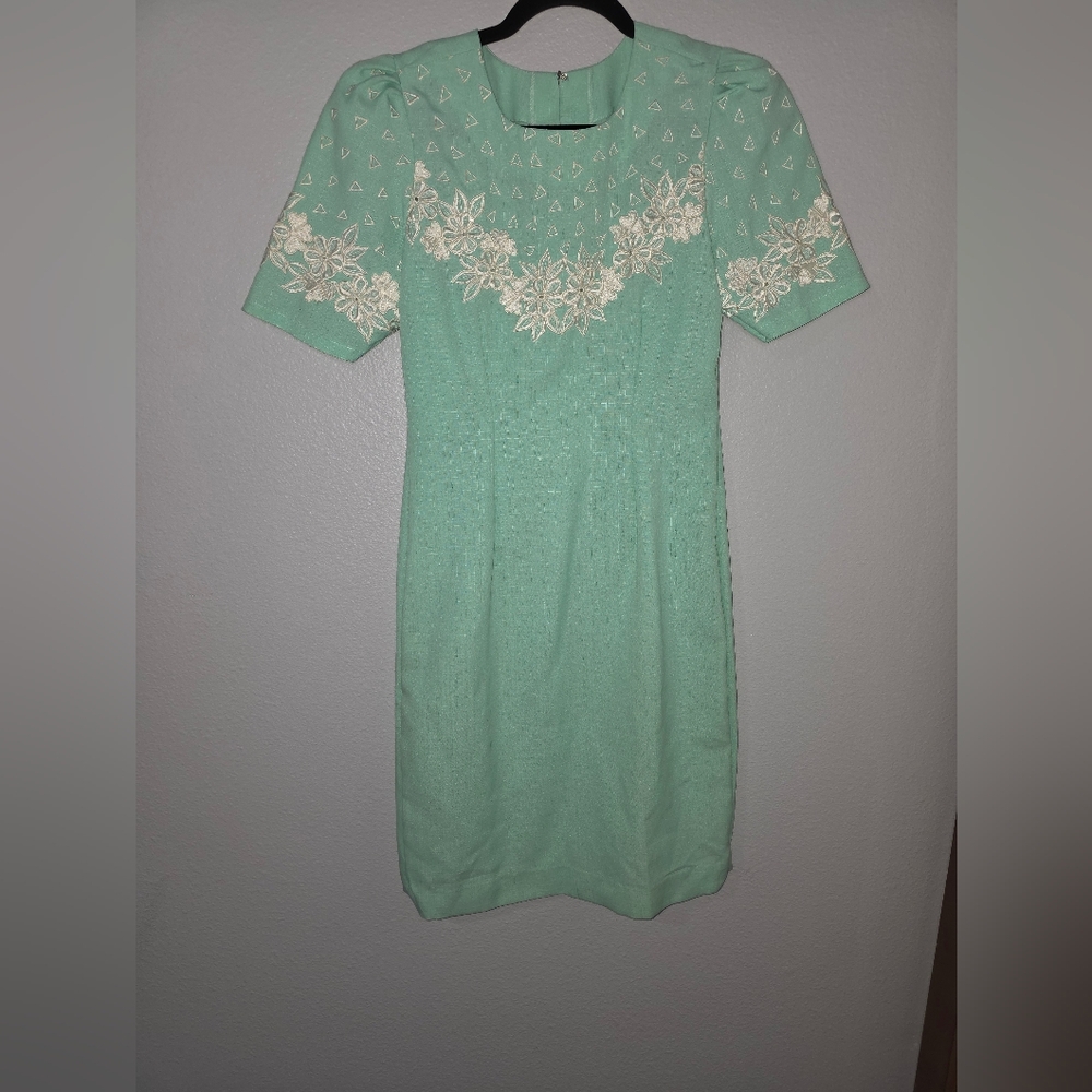 Elegant Mint Green Floral Dress